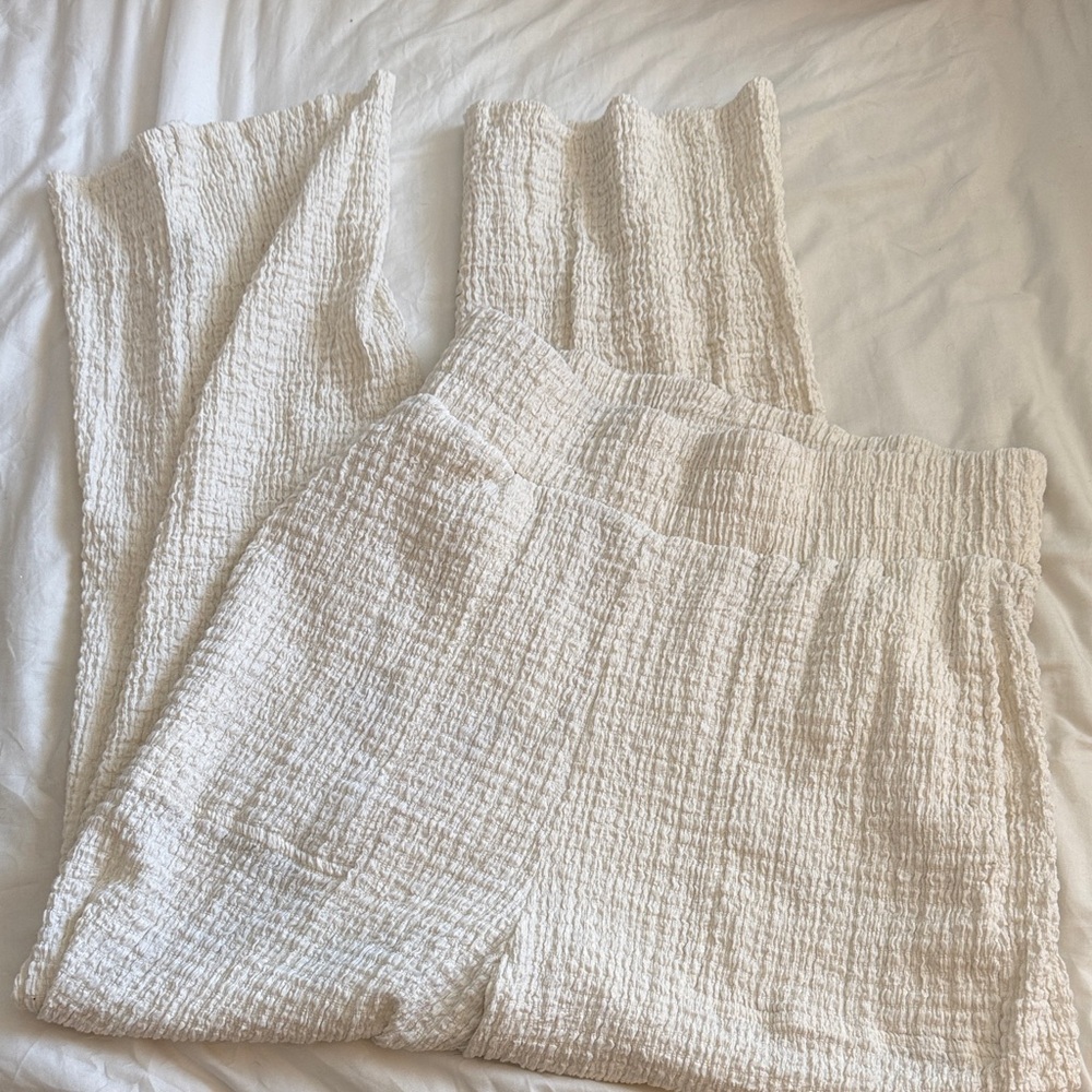 Free People Beach Textured Cream Pants